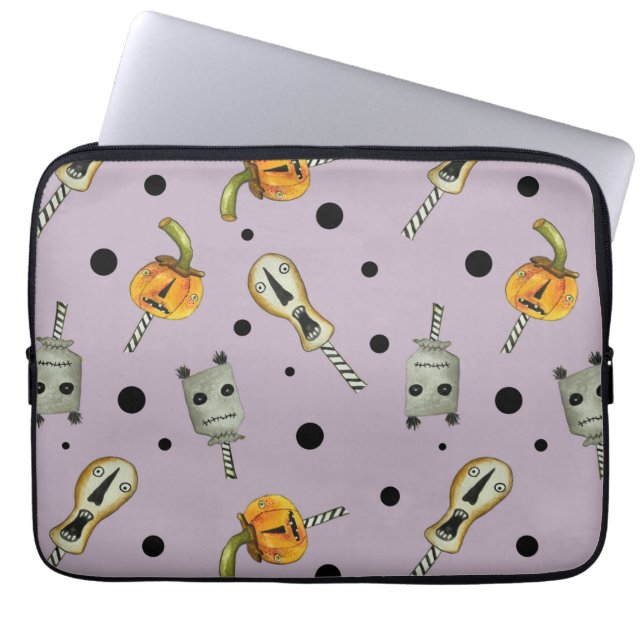 Funda Para Portátil Creepe Halloween Dolls_polsty morado (Frente)