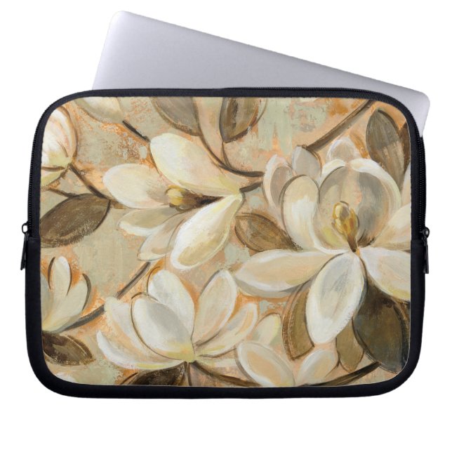 Funda Para Portátil Crema de la simplicidad de la magnolia (Frente)