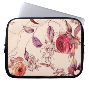Funda Para Portátil Crema del vintage elegante y caso florales del