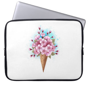 Funda Para Portátil Crema rosa de hielo Sakura Waffle Cone