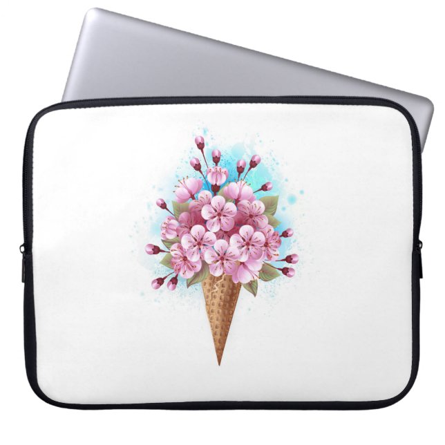 Funda Para Portátil Crema rosa de hielo Sakura Waffle Cone (Frente)
