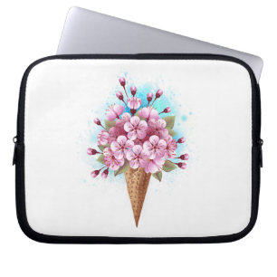 Funda Para Portátil Crema rosa de hielo Sakura Waffle Cone