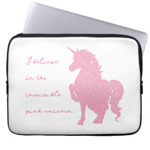 Funda Para Portátil Creo en el unicornio rosa invisible.