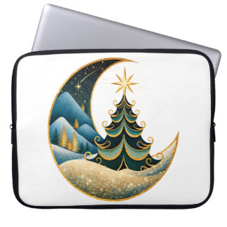 Funda Para Portátil Crescent Moon Gold Invierno Navidad Paisaje Mágico