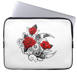 Funda Para Portátil Crescente Mecánico con Rosas Rojas