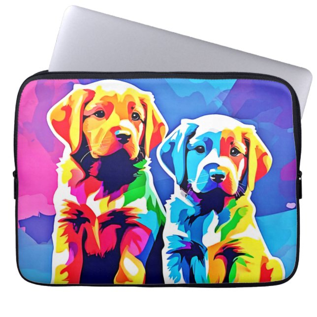 Funda Para Portátil Crías arcoiris: dúo lúdico (Frente)