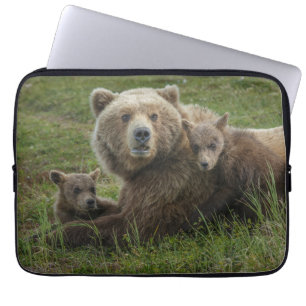 Funda Para Portátil Crías de oso pardo acariciando a su madre