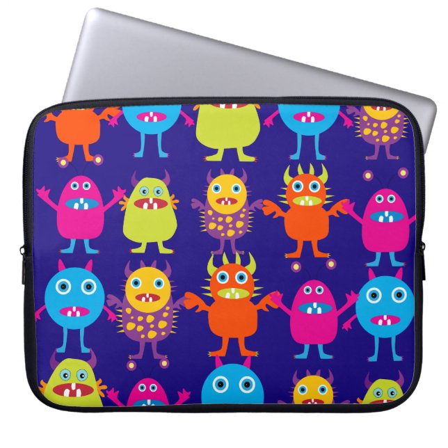 Funda Para Portátil Criaturas lindas del fiesta divertido del monstruo (Frente)