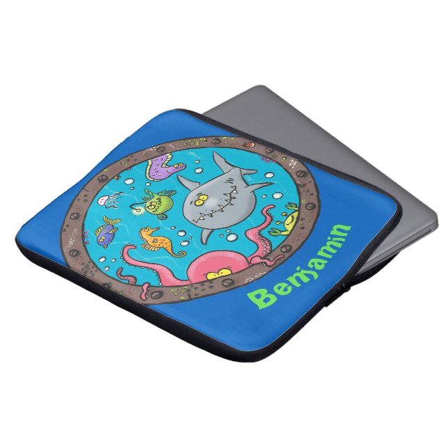 Funda Para Portátil Criaturas marinas divertidas en el personalizado d (Superior anverso)