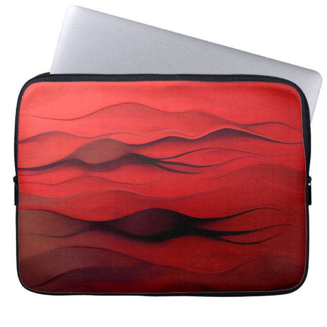 Funda Para Portátil Crimson Flow – Abstract Red Waves of Motion (Frente)