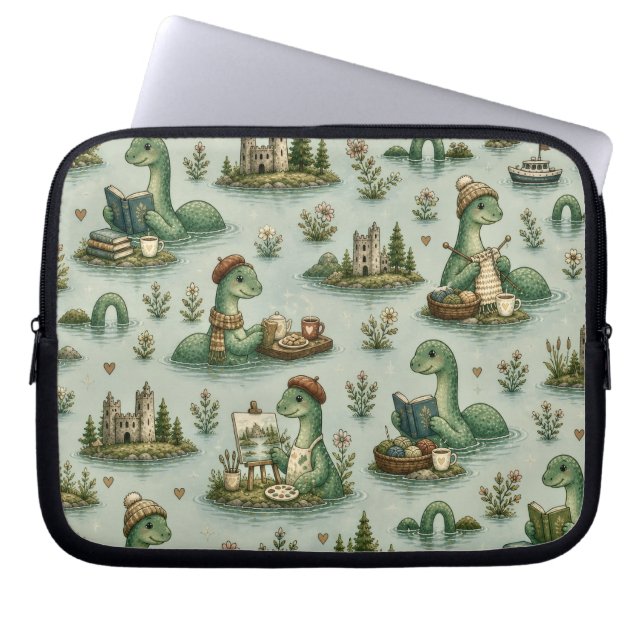 Funda Para Portátil Criptídeos Acogedores Nessie Monstruo del Lago Nes (Frente)