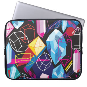 Funda Para Portátil Cristales coloridos, fondo abstracto oscuro