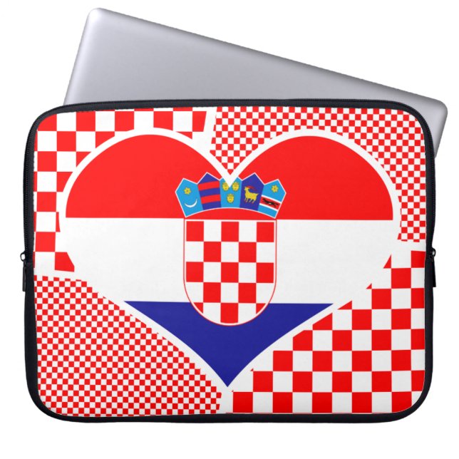 Funda Para Portátil Croacia en la manga de la laptop Heart Collage (Frente)
