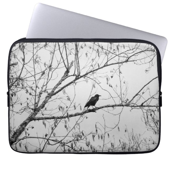 Funda Para Portátil Crow en un árbol de aves (Frente)
