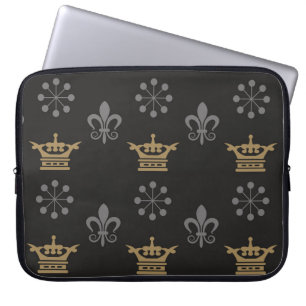 Funda Para Portátil Crownes dorados sobre fondo de escritorio negro, p