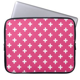 Funda Para Portátil Cruces de polka blanca en fucsia
