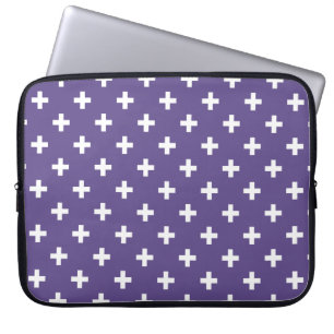 Funda Para Portátil Cruces de polka blanca sobre ultravioleta