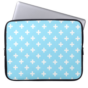 Funda Para Portátil Cruces de polka blanco sobre azul bebé
