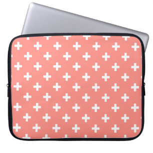 Funda Para Portátil Cruces de polka blanco sobre melocotón