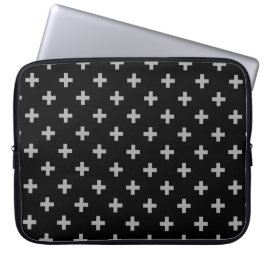 Funda Para Portátil Cruces de polka gris sobre negro