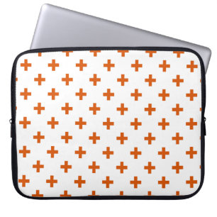 Funda Para Portátil Cruces de polka naranja sobre blanco