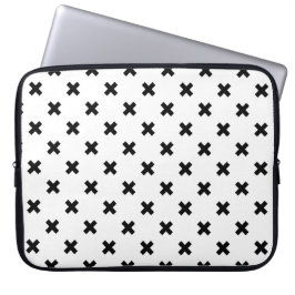 Funda Para Portátil Cruces de polka negra sobre blanco