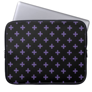 Funda Para Portátil Cruces de polka ultravioleta sobre negro