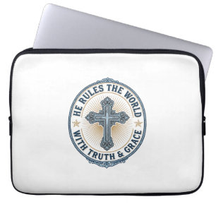Funda Para Portátil Cruz Cristiana Él Gobierna el Mundo