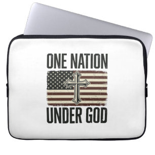 Funda Para Portátil Cruz Patriótica Bajo Dios Una Nación