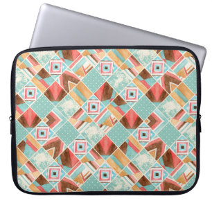 Funda Para Portátil Cuadrado de acuarela, fondo geométrico de mosaico.