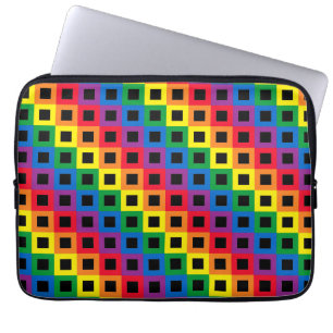 Funda Para Portátil Cuadrados de arcoiris negros