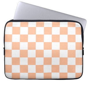 Funda Para Portátil Cuadrados de cuadros de melocotón naranja geométri