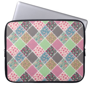 Funda Para Portátil Cuadrados de tallo de flores pastel