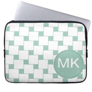 Funda Para Portátil Cuadrados trenzados divertidos Mint Green
