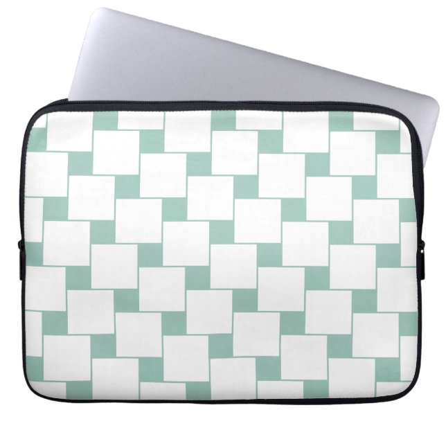 Funda Para Portátil Cuadrados trenzados divertidos Mint Green (Frente)