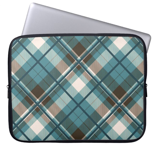 Funda Para Portátil Cuadros Azules Marrones (Frente)