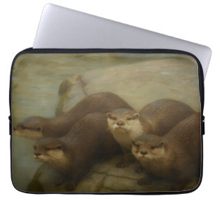 Funda Para Portátil Cuarteto Otter - Impresión de arte de vida salvaje