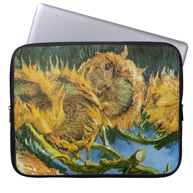 Funda Para Portátil Cuatro girasoles cortados, Vincent van Gogh (Frente)