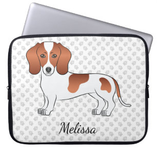 Funda Para Portátil Cubierta lisa y roja Caricatura de Dachshund Perro