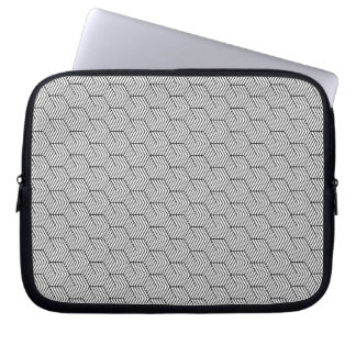 Funda Para Portátil Cubo de geometría de línea de patrón negro simple