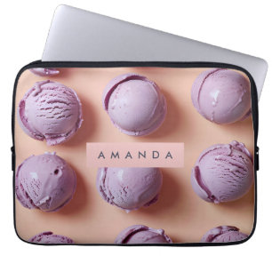Funda Para Portátil Cuchara para helado morada personalizada