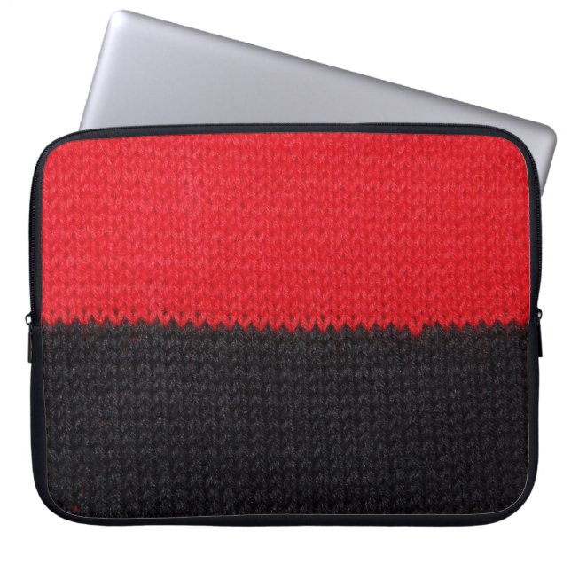 Funda Para Portátil Cuchillo rojo negro: cierre a rayas. (Frente)