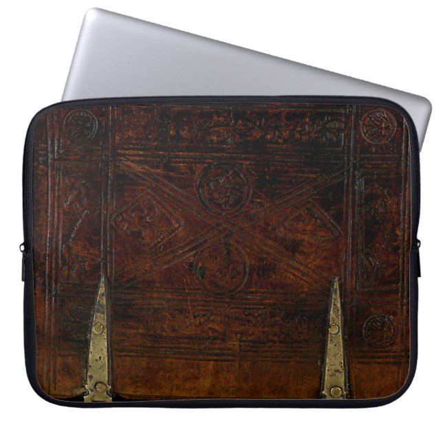 Funda Para Portátil Cuero antiguo con las cerraduras de cobre amarillo (Frente)