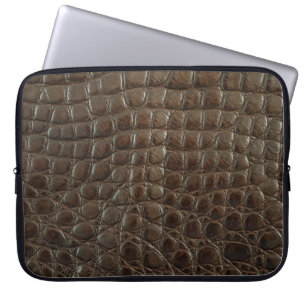 Funda Para Portátil Cuero de caimanes marrón auténtico, cerca para mos