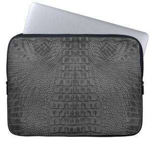 Funda Para Portátil Cuero de cocodrilo negro