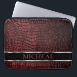 Funda Para Portátil Cuero de imitación rojo oscuro personalizado<br><div class="desc">Funda para portátil. Con un diseño personalizado de imitación de cuero rojo oscuro listo para su personalización. ✔ NOTA: ¡SÓLO CAMBIA LAS ÁREAS DE PLANTILLA NECESARIAS! 😀 Si es necesario, puede eliminar el texto y empezar a agregar de nuevo el texto y la fuente que desee. 📌 Si necesita una...</div>