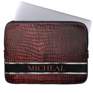 Funda Para Portátil Cuero de imitación rojo oscuro personalizado