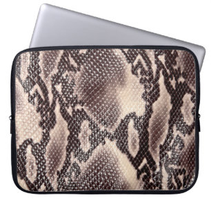 Funda Para Portátil Cuero de serpiente: textura marrón sin costura