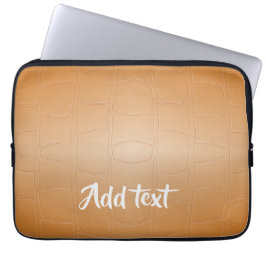 Funda Para Portátil Cuero marrón monograma texturado