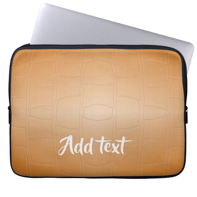 Funda Para Portátil Cuero marrón monograma texturado (Frente)